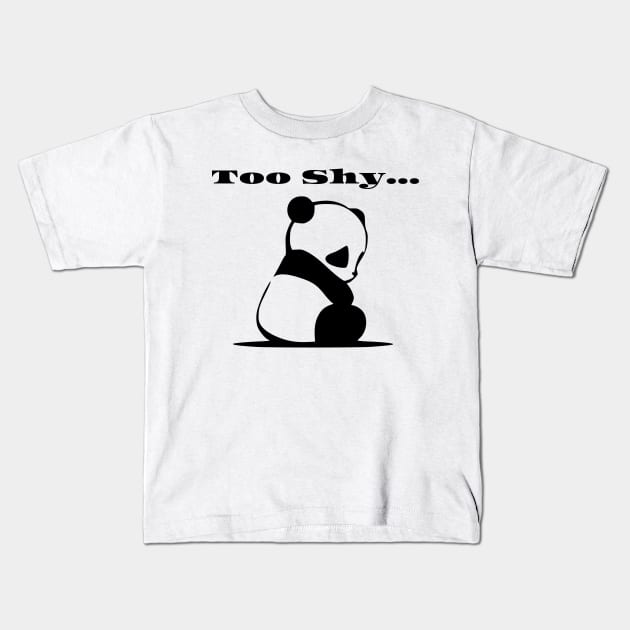 Too Shy Cute Panda Kids T-Shirt by summerDesigns